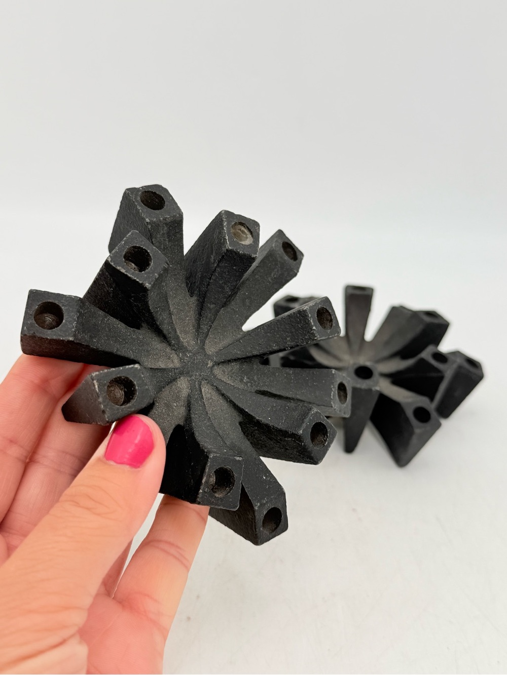 Handcrafted Black Geometric Iron Candlestick Holder Set - Home Art - Picture 2 of 10